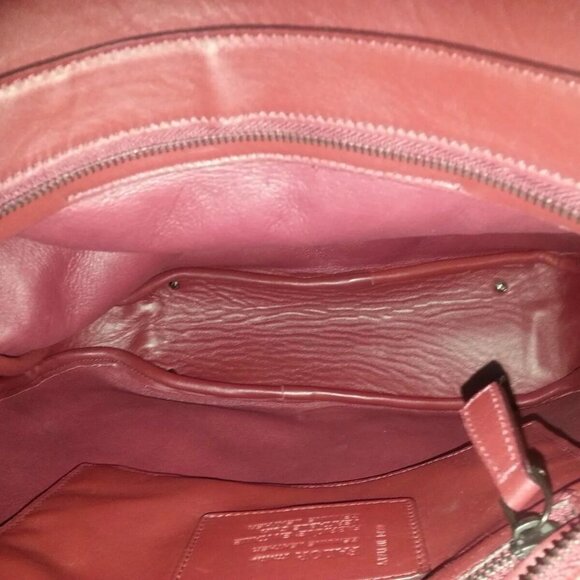 Large FALOR-FALORNI Shearling Tote-Genuine Leather With Lamb Fur. Burgundy. NWT - Picture 8 of 8